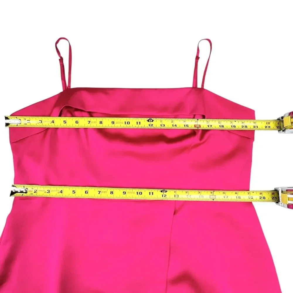 J. Crew 365 Foldover Satin-Back Crepe Dress Size 16 Pink Strappy Feminine Party